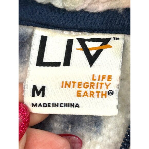 LIV Sherpa Fleece Pullover Jacket Women M Pink Green Navy 1/4 Zip Speckled  Logo - Picture 5 of 16